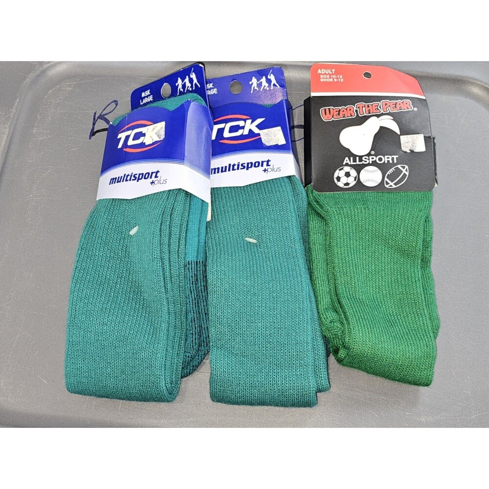 TCK Multisport +plus Tube Socks Large Green Pear Sox 3 Pair